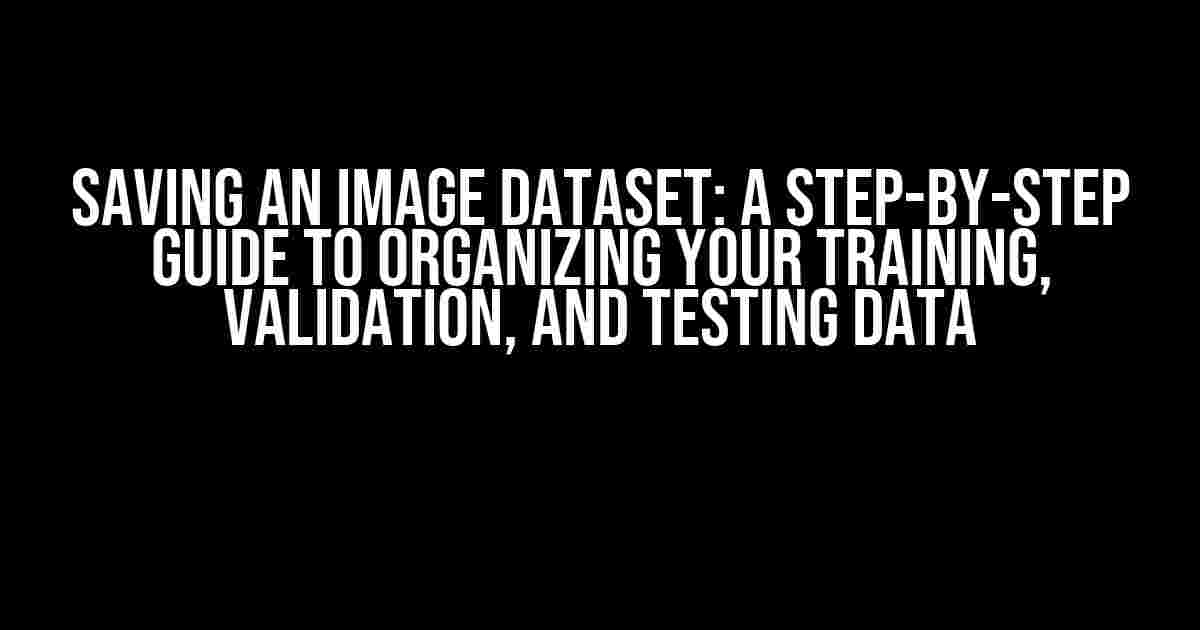 Saving an Image Dataset: A Step-by-Step Guide to Organizing Your Training, Validation, and Testing Data